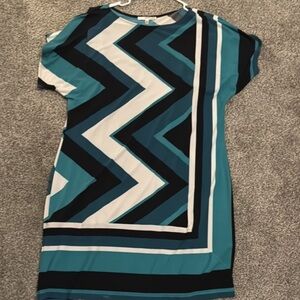 Teal Chevron Shift Dress - Women